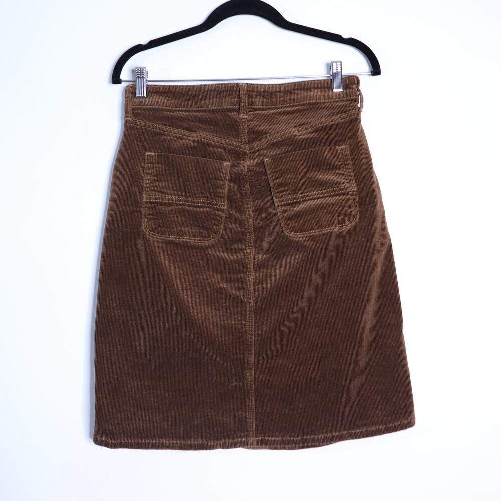Kut from the Kloth Corduroy Button Front Skirt Brown Knee Length Women's 0 - Picture 2 of 9